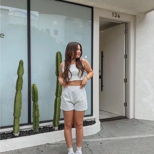 Sage the Label Brunch Baby Gingham Green Shorts High Waist Back Zip NWT